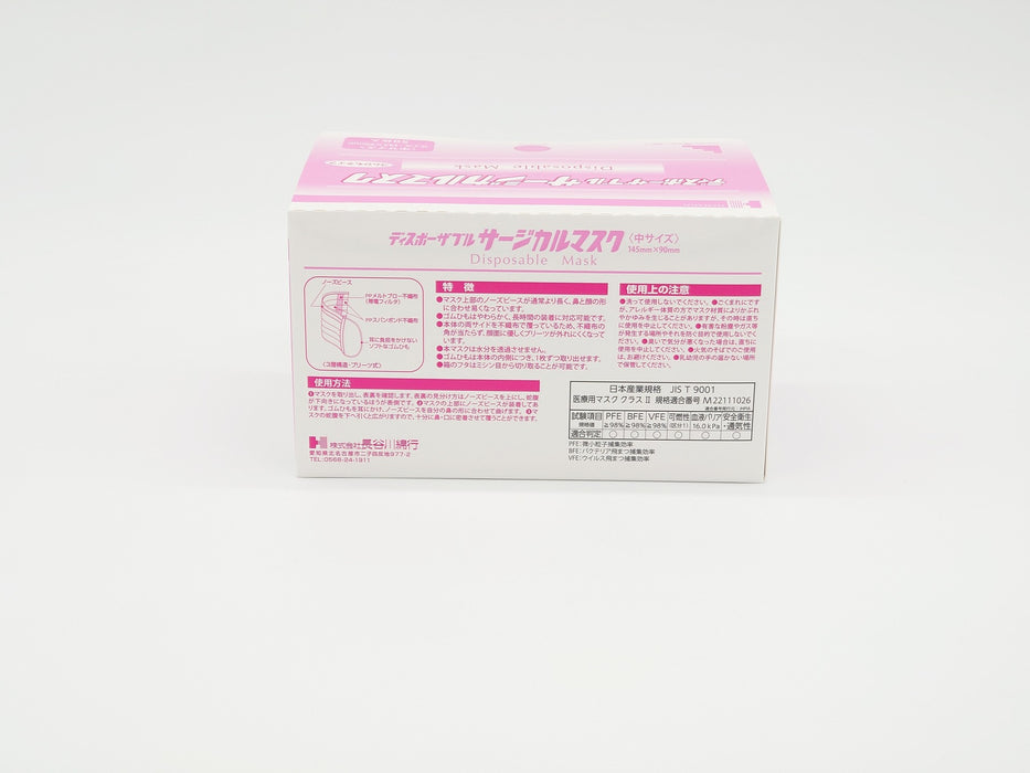 ディスポーザブル　サージカルマスク〈中サイズ〉ピンク