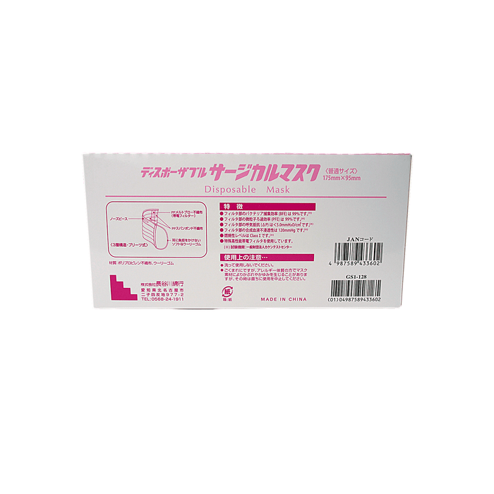 ディスポーザブル　サージカルマスク  BFE PFE 99%カット〈ピンク〉 - Hasemen store