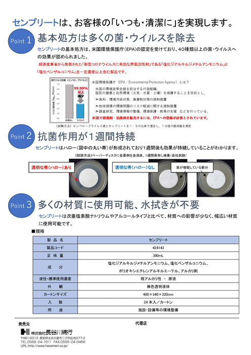 除菌スプレーのセンプリート(¥3.2/ミリリットル)
